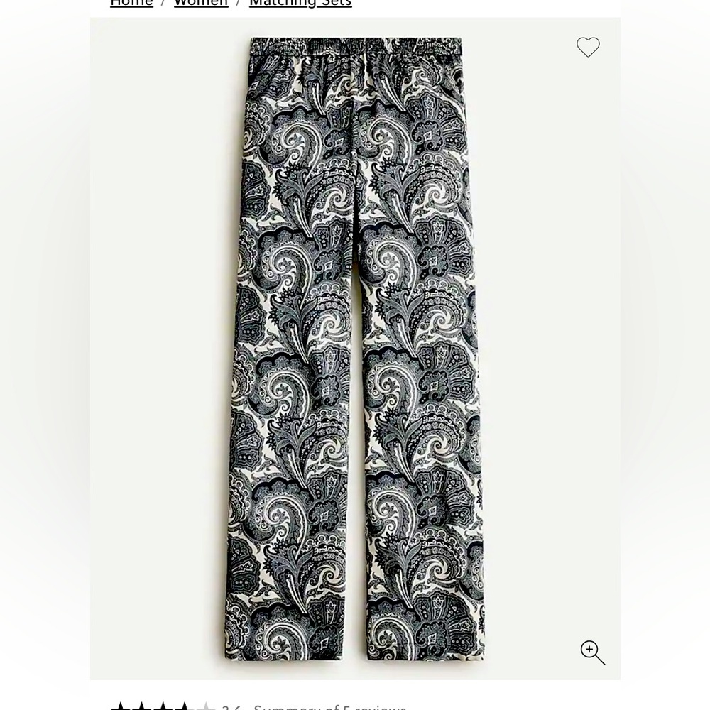 J. Crew Black and White Paisley Trousers